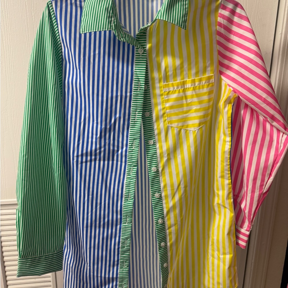 Colorful Striped Button-Up Shirt